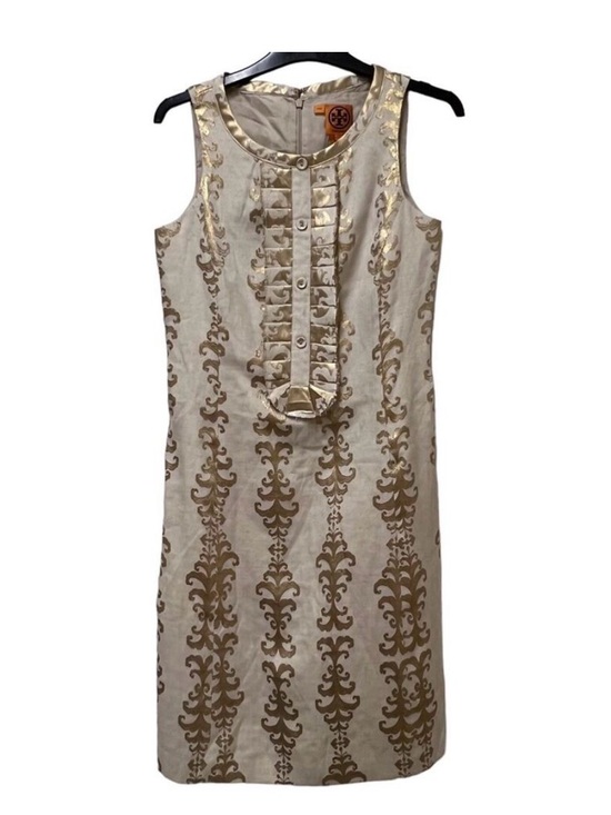 Tory Burch Dresses & Skirts - Tory Burch Cream Sheath Dress with Gold Brocade Accents 4